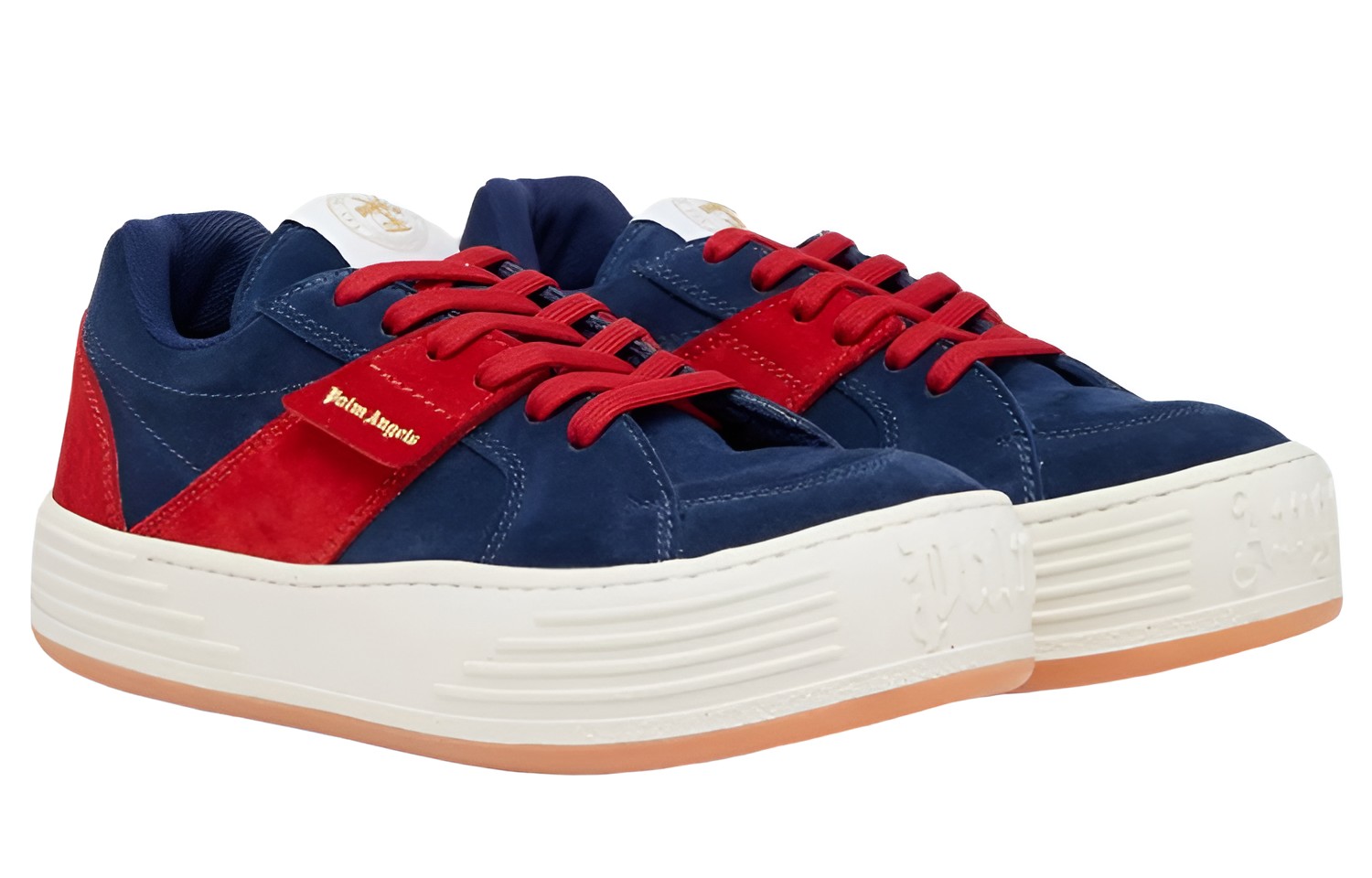 Palm Angels Low-Top Leather Sneakers 'Blue Red' 圖 2