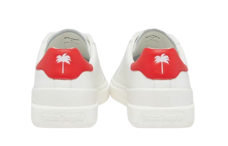 Shop Palm Angels 低帮白色皮革运动鞋 PMIA070S22LEA0010125
