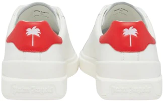 Shop PALM ANGELS 低幫皮革板鞋 白色