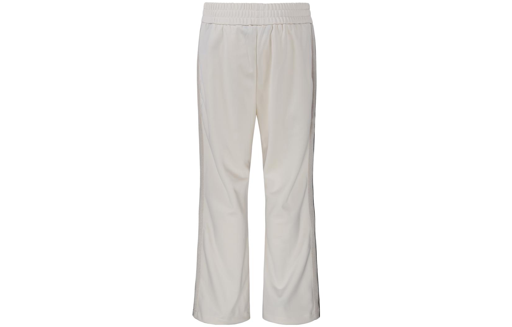 Lookbook Palm Angels 男款白色中腰喇叭褲附品牌刺繡徽標。 PMCJ024F23FAB001