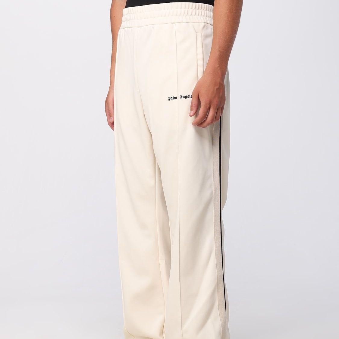Details for Palm Angels 男款白色中腰喇叭褲附品牌刺繡徽標。 PMCJ024F23FAB001