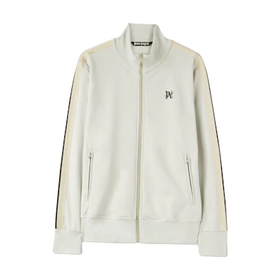 PALM ANGELS Monogram Track Jacket Logo Print Zip-Up Light Gray Jacket PMBD058R24FAB0010510