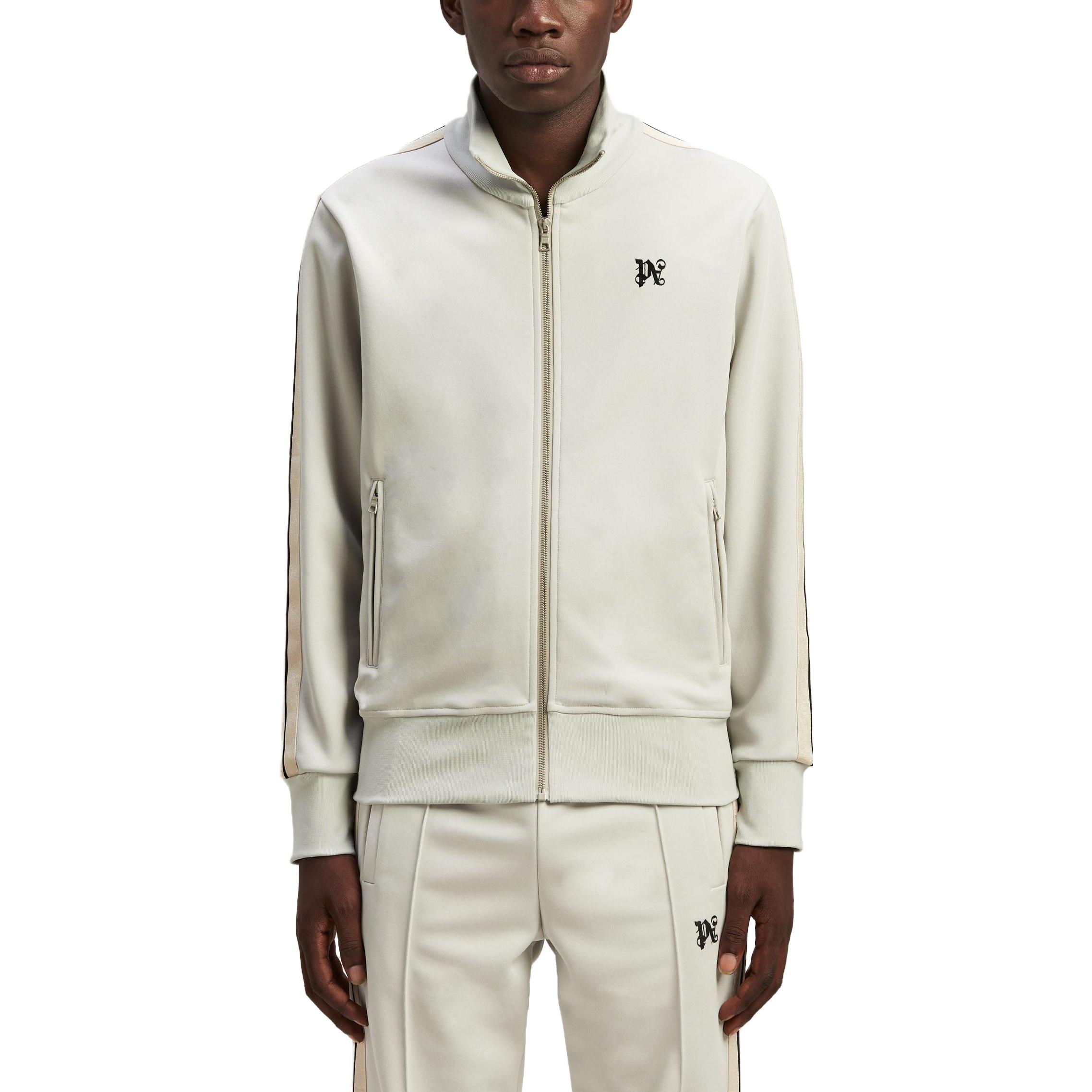 Lookbook PALM ANGELS 灰色字母印花拉链运动夹克外套 PMBD058R24FAB0010510