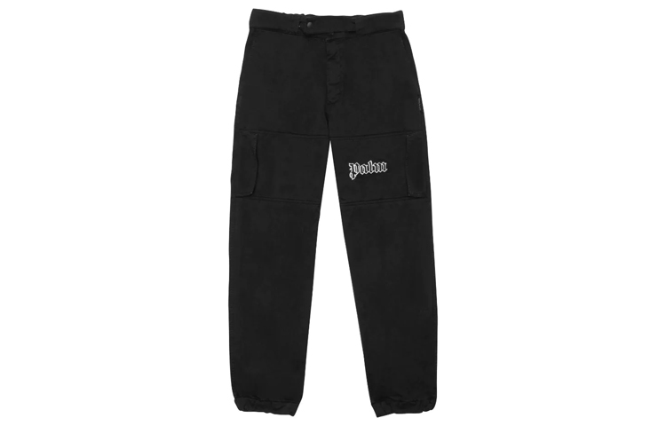 Order Palm Angels Multi-Pocket Logo Cargo Pants Men Black PMCA078E20FAB0021001