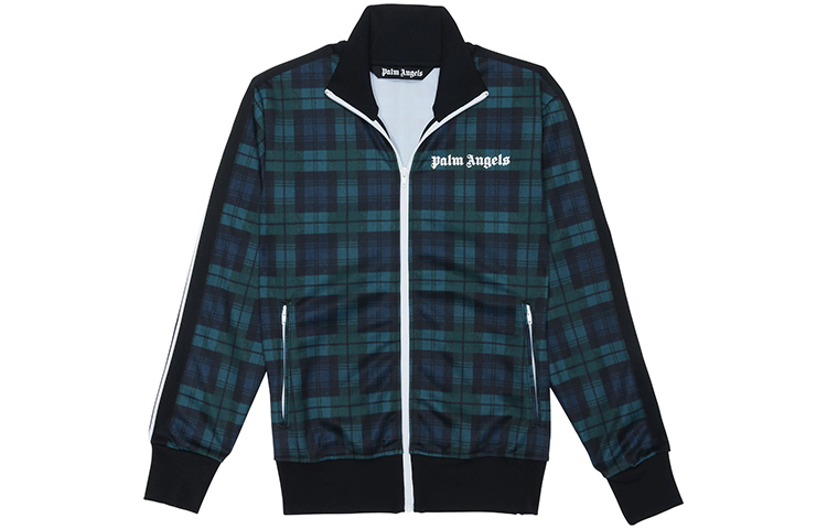 PALM ANGELS Multicolor Plaid Print Zip Track Jacket Green PMBD001E20FAB0041201