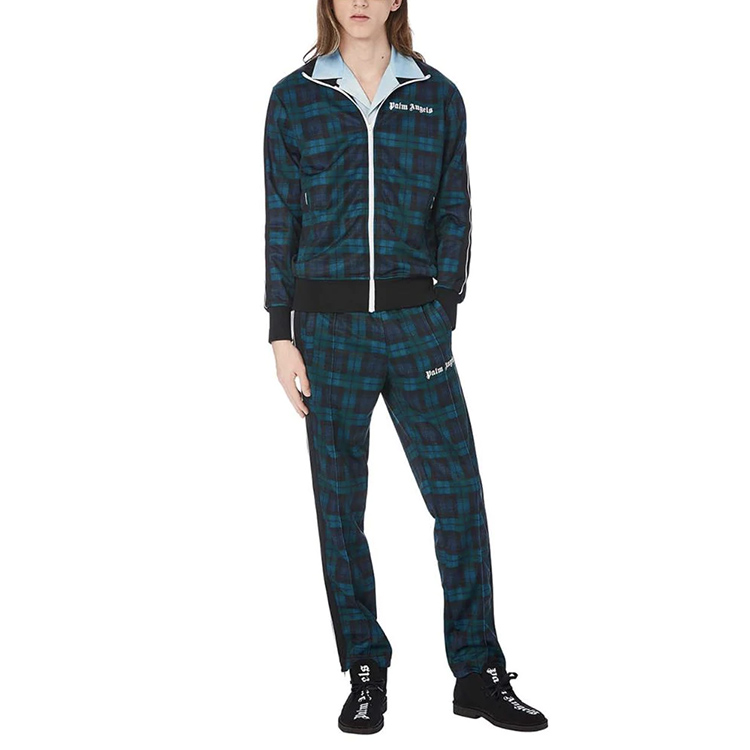Sizing PALM ANGELS 多色格纹拉链运动夹克 绿色 PMBD001E20FAB0041201