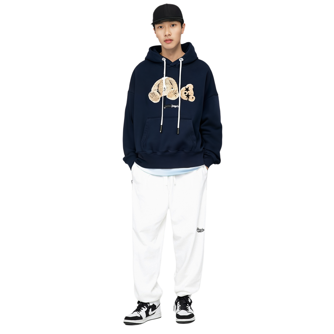 Cheap パームエンジェルス ネイビー カートゥーンベアプリント スウェットシャツ PMBB058F21FLE0124660