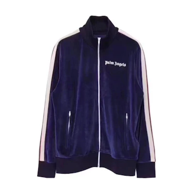 Palm Angels Navy Blue Logo Zip-Up Track Jacket Unisex PMBD001F184690053701
