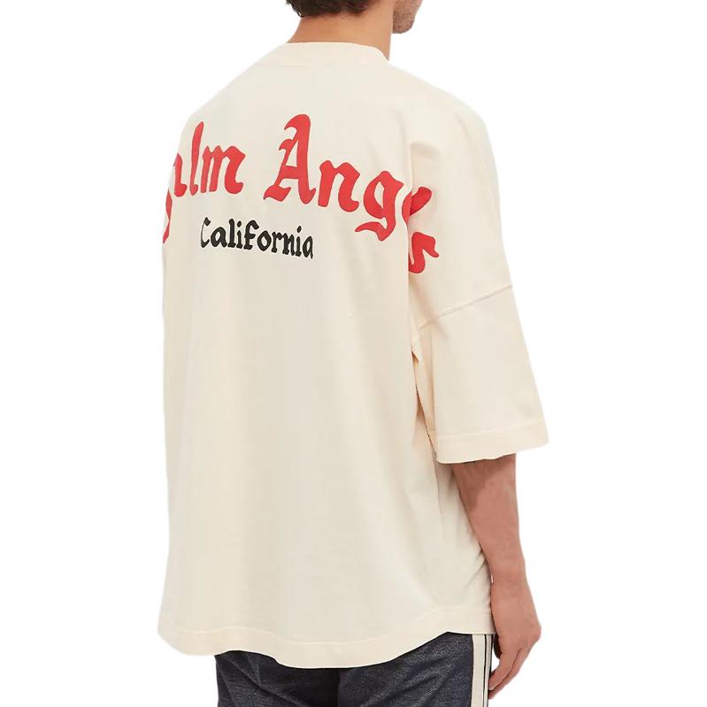 Purchase Camiseta Palm Angels Oversized con Logo Trasero Impreso de Manga Corta. PMAA002S22JER0030325