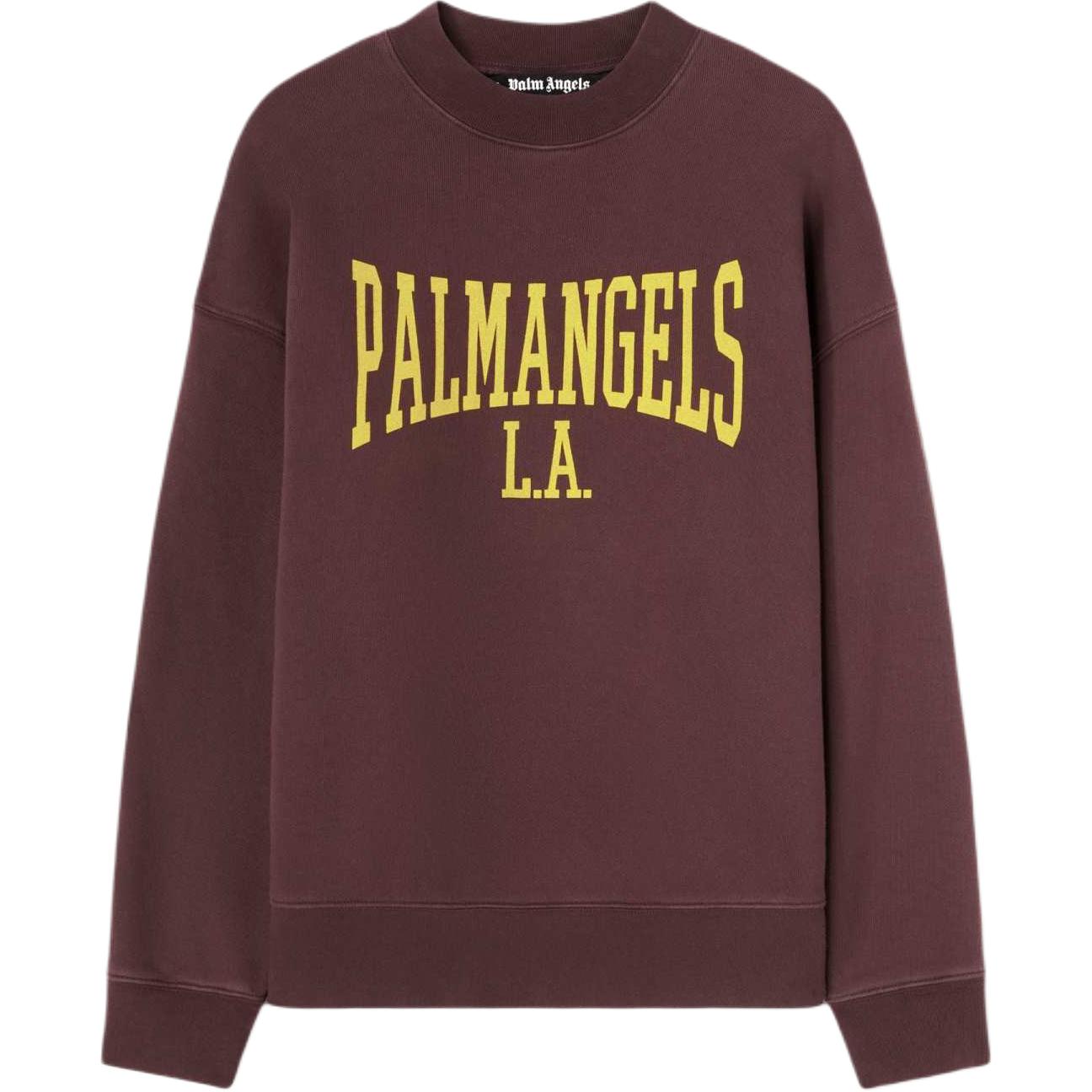 Palm Angels Oversized Crewneck Sweatshirt Dark Purple Retro Style PMBA026F24FLE0072918