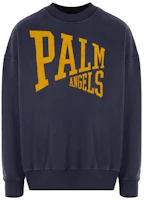 Palm Angels Oversized Letter Crewneck Long Sleeve Sweatshirt Blue Mens PMBA065F23FLE0034676 Palm Angels Oversized Letter Crewneck Long Sleeve Sweatshirt Blue Mens PMBA065F23FLE0034676
