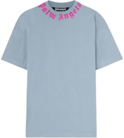 PALM ANGELS Oversized Logo Crewneck T-Shirt Blue PMAA001F24JER0070532 PALM ANGELS Oversized Logo Crewneck T-Shirt Blue PMAA001F24JER0070532