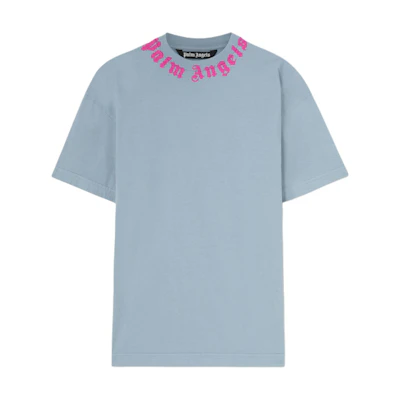 PALM ANGELS Oversized Logo Crewneck T-Shirt Blue PMAA001F24JER0070532