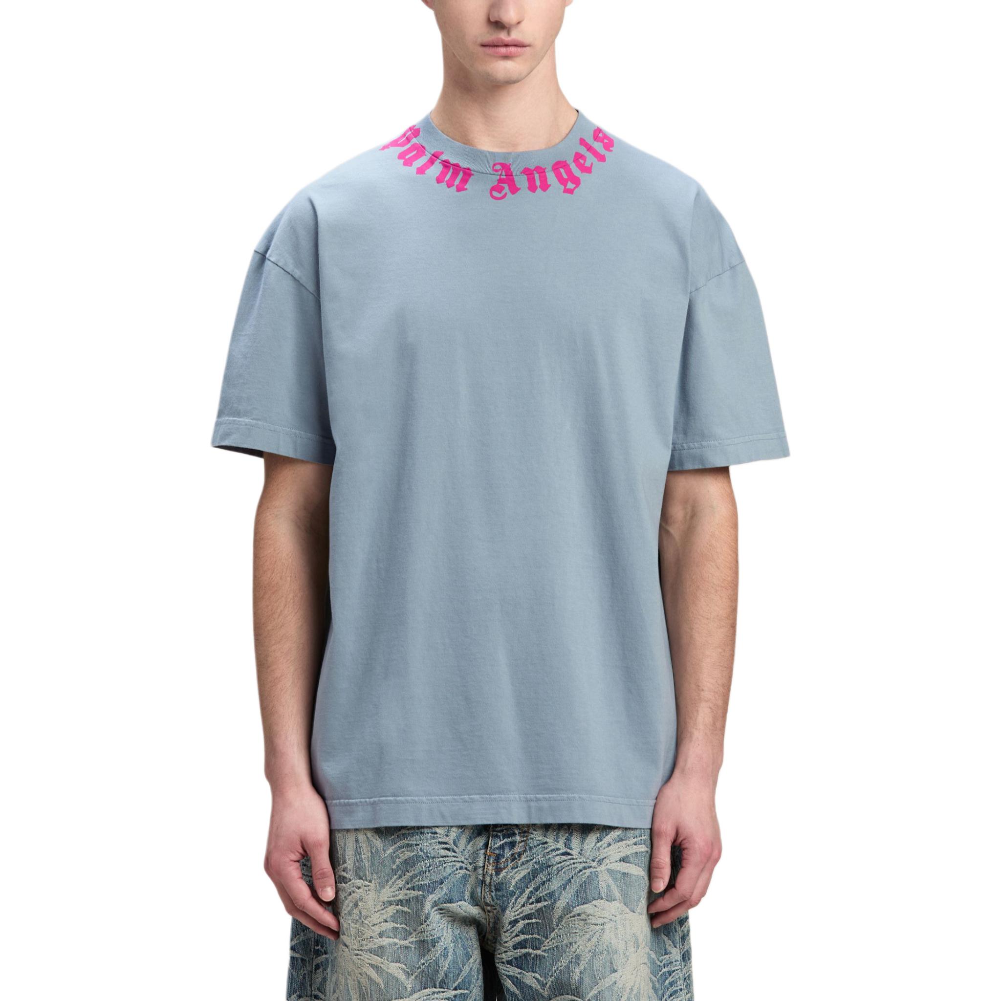 Lookbook Camiseta Azul Oversized con Logo PALM ANGELS. PMAA001F24JER0070532