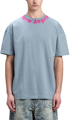 Camiseta Azul Oversized con Logo PALM ANGELS. PMAA001F24JER0070532 Lookbook Camiseta Azul Oversized con Logo PALM ANGELS. PMAA001F24JER0070532