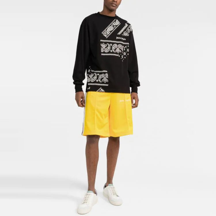 Lookbook 팜엔젤스 페이즐리 프린트 긴팔 크루넥 티셔츠 블랙 (). PMAB002F21JER0041005