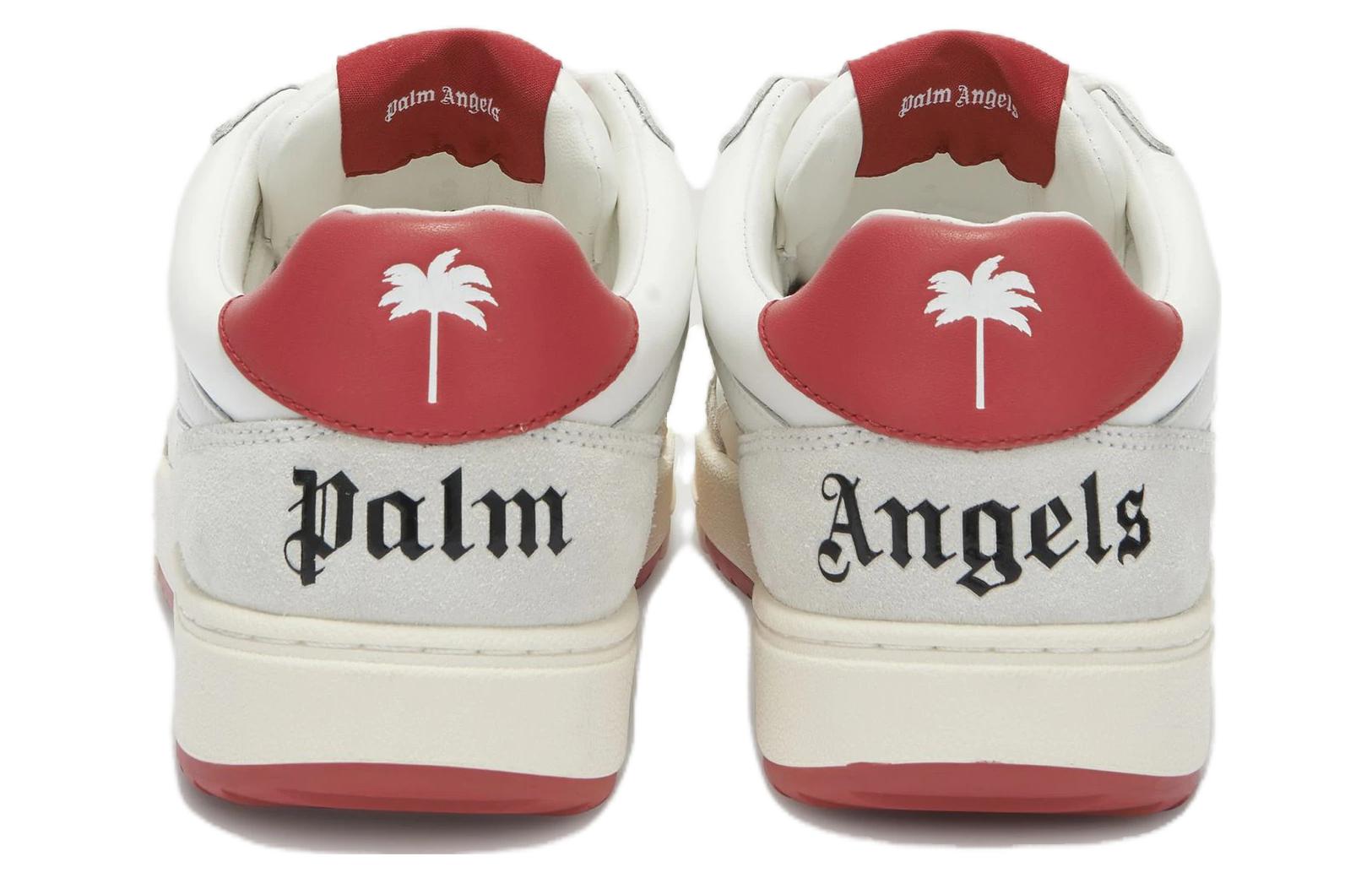 Shop PALM ANGELS 皮革 圓頭繫帶 低幫 板鞋 男款 白色