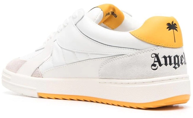 棕榈天使 大學 牛皮 綁帶低筒圓頭舒適 時尚板鞋 男款 白黃 Lookbook 棕榈天使 大學 牛皮 綁帶低筒圓頭舒適 時尚板鞋 男款 白黃