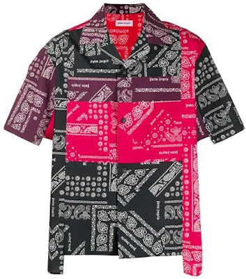 パームエンジェルス パッチワーク ペイズリー 半袖シャツ ブラック レッド PMGA040E196120068800 Order パームエンジェルス パッチワーク ペイズリー 半袖シャツ ブラック レッド PMGA040E196120068800