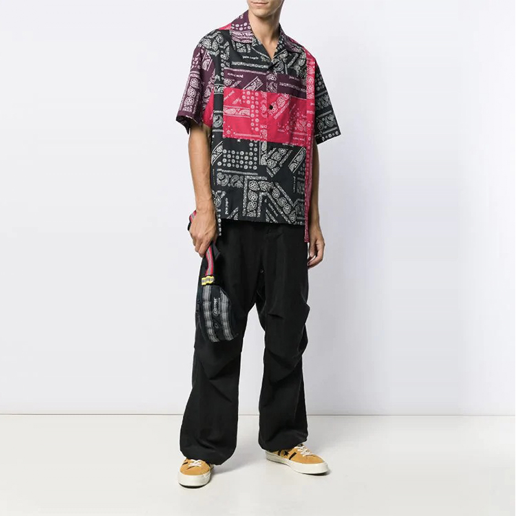 Lookbook パームエンジェルス パッチワーク ペイズリー 半袖シャツ ブラック レッド PMGA040E196120068800