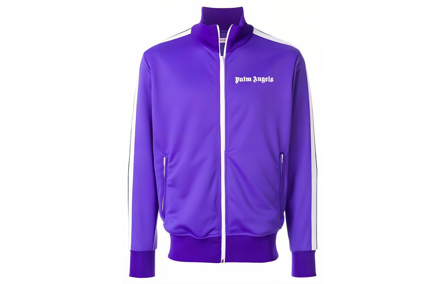 Palm Angels Purple Zip-Up Jacket with Sleeve Stripes Unisex PMBD001S183840089501
