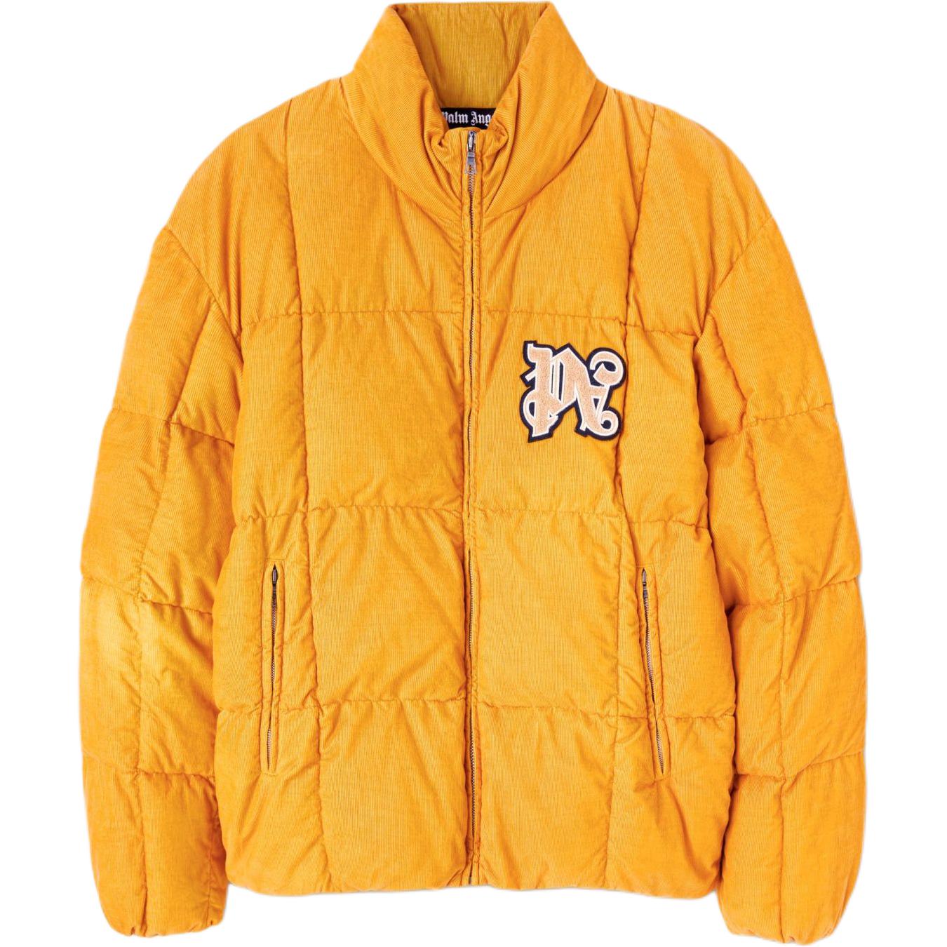 Palm Angels Quilted Appliqué Zip-Up Wool Long Sleeve Puffer Jacket Yellow Men. PMED047F24FAB0012203