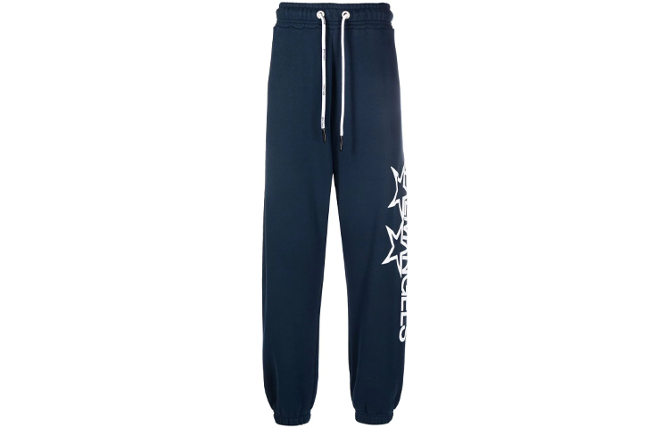 PALM ANGELS Racing Star Logo Printed Drawstring Joggers Blue Men. PMCH011F21FLE0011001