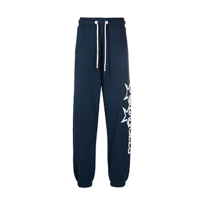 PALM ANGELS Racing Star Logo Printed Drawstring Joggers Blue Men. PMCH011F21FLE0011001