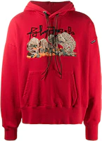 Palm Angels Red Hoodie with Letter Skull Print PMBB058F20FLE0072584 Palm Angels Red Hoodie with Letter Skull Print PMBB058F20FLE0072584