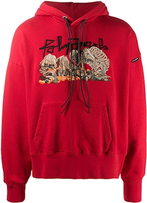 Palm Angels Red Hoodie with Letter Skull Print PMBB058F20FLE0072584 Buy Palm Angels Red Hoodie with Letter Skull Print PMBB058F20FLE0072584