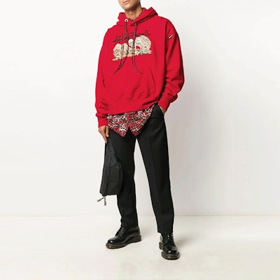 Palm Angels Red Hoodie with Letter Skull Print PMBB058F20FLE0072584 Lookbook Palm Angels Red Hoodie with Letter Skull Print PMBB058F20FLE0072584