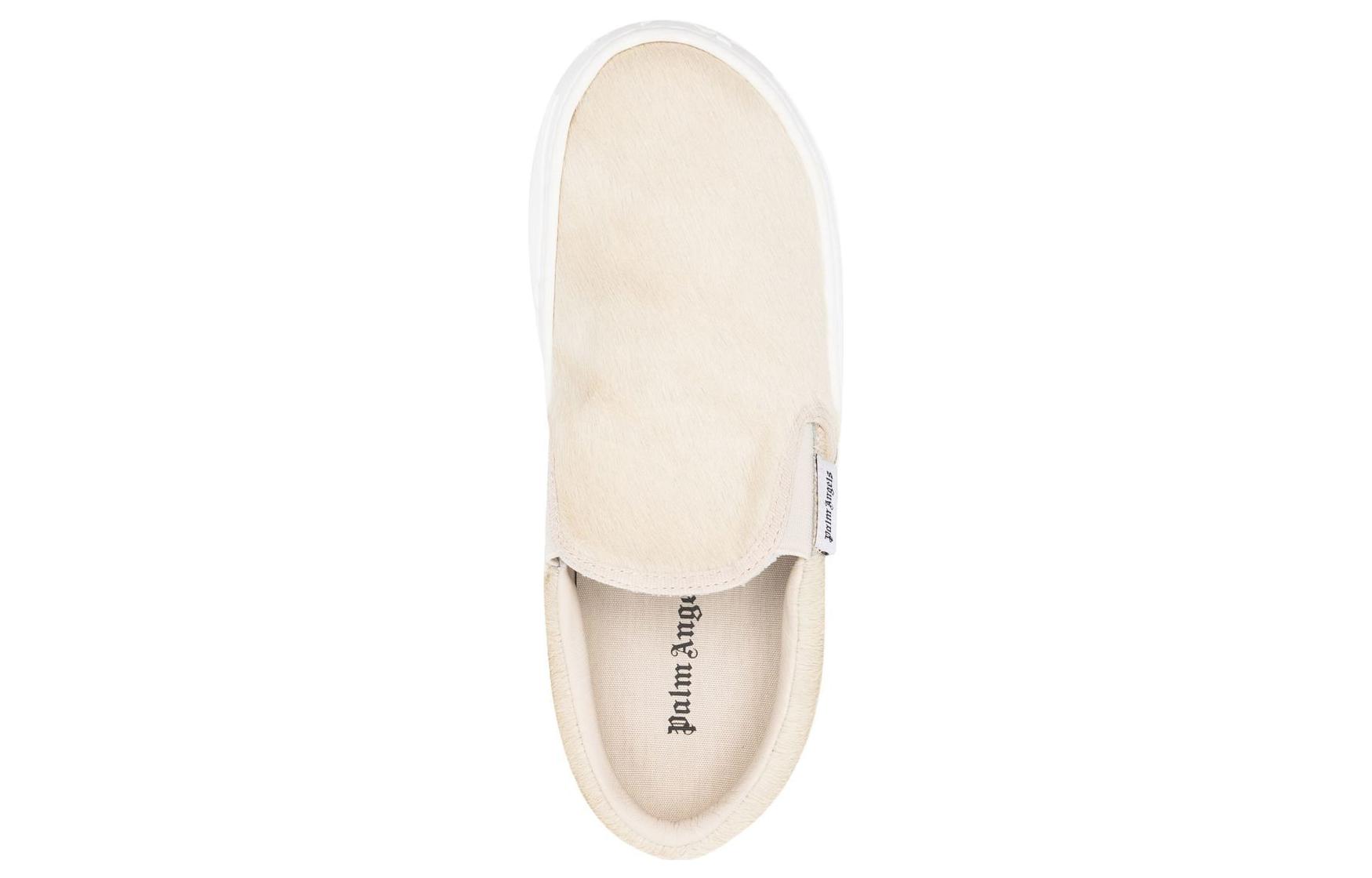 Shop Palm Angels 圆头低帮平台鞋 '米色小马毛' PMIA063F21LEA0026101