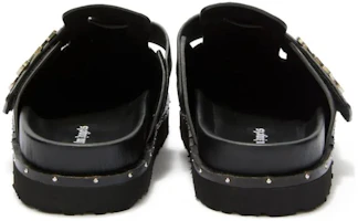 Shop Palm Angels Round Toe Slip-On Mules 'Black Leather' PMIJ005R24LEA0011000