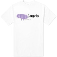 Palm Angels Shanghai Exclusive White Tee with Purple Graffiti Logo PMAA001S204130530195 Palm Angels Shanghai Exclusive White Tee with Purple Graffiti Logo PMAA001S204130530195