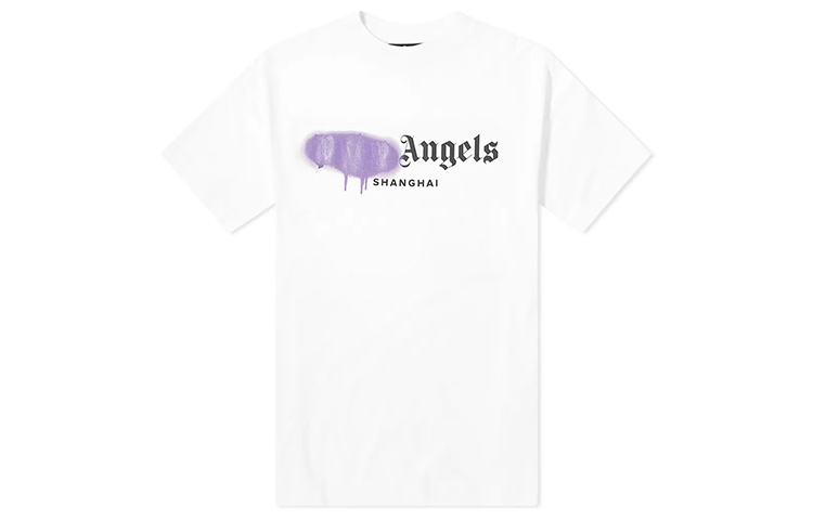 Order Palm Angels Shanghai Eksklusif Kaos Putih Logo Grafiti Ungu PMAA001S204130530195