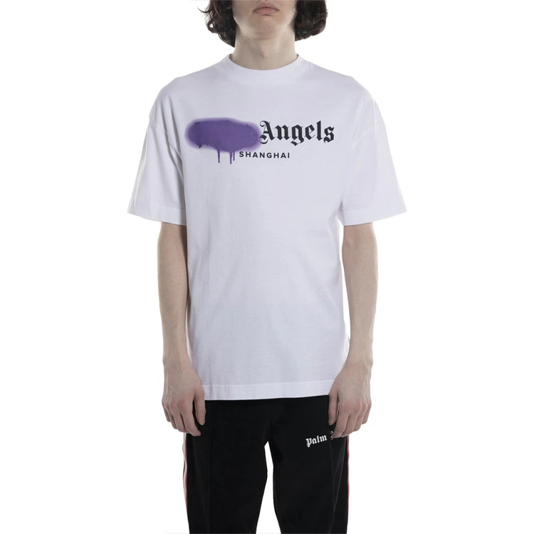 Sizing Palm Angels Shanghai Eksklusif Kaos Putih Logo Grafiti Ungu PMAA001S204130530195
