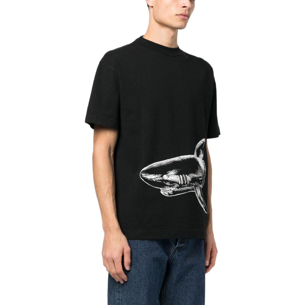 Purchase Palm Angels Shark Letter Print Crewneck Black  T-Shirt. PMAA001S23JER0011003