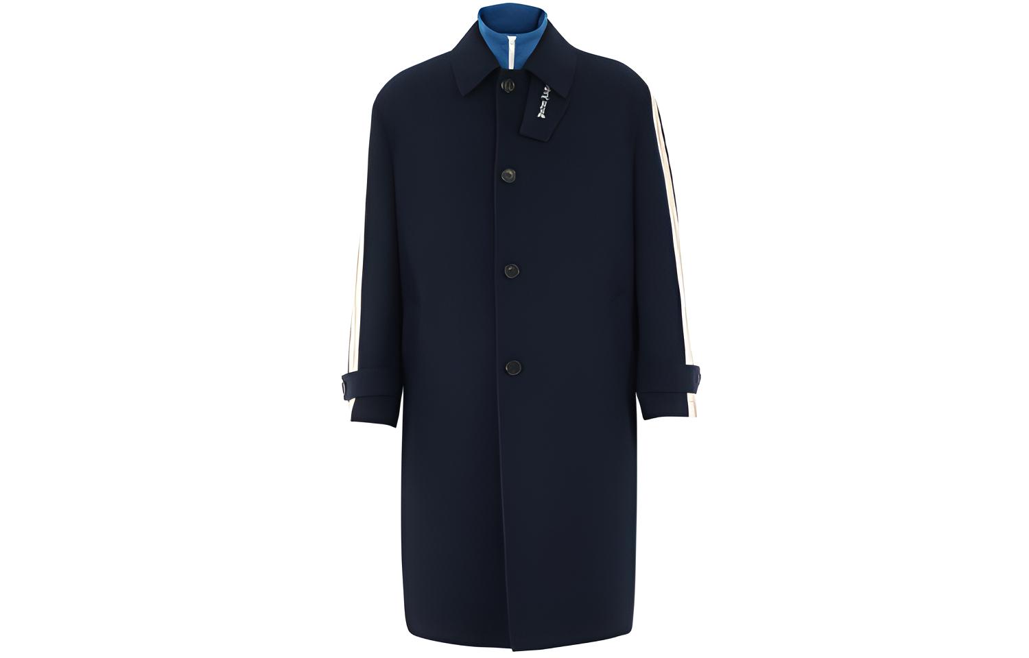 Palm Angels Single-Breasted Collared Solid Coat Blue PMEA180F21FAB0011045