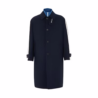 Palm Angels Single-Breasted Collared Solid Coat Blue PMEA180F21FAB0011045