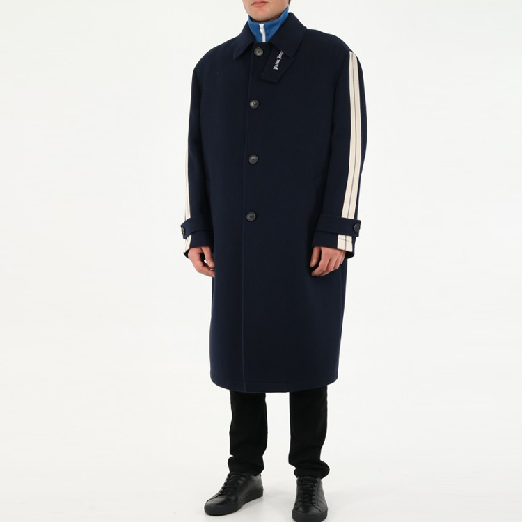 Palm Angels Single-Breasted Collared Solid Coat Blue PMEA180F21FAB0011045 圖 5