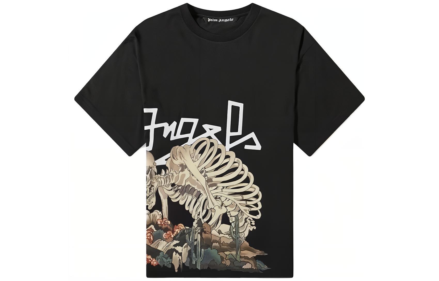 PALM ANGELS Skull Print Crew Neck T-Shirt Men’s Black PMAA059F20JER0031084
