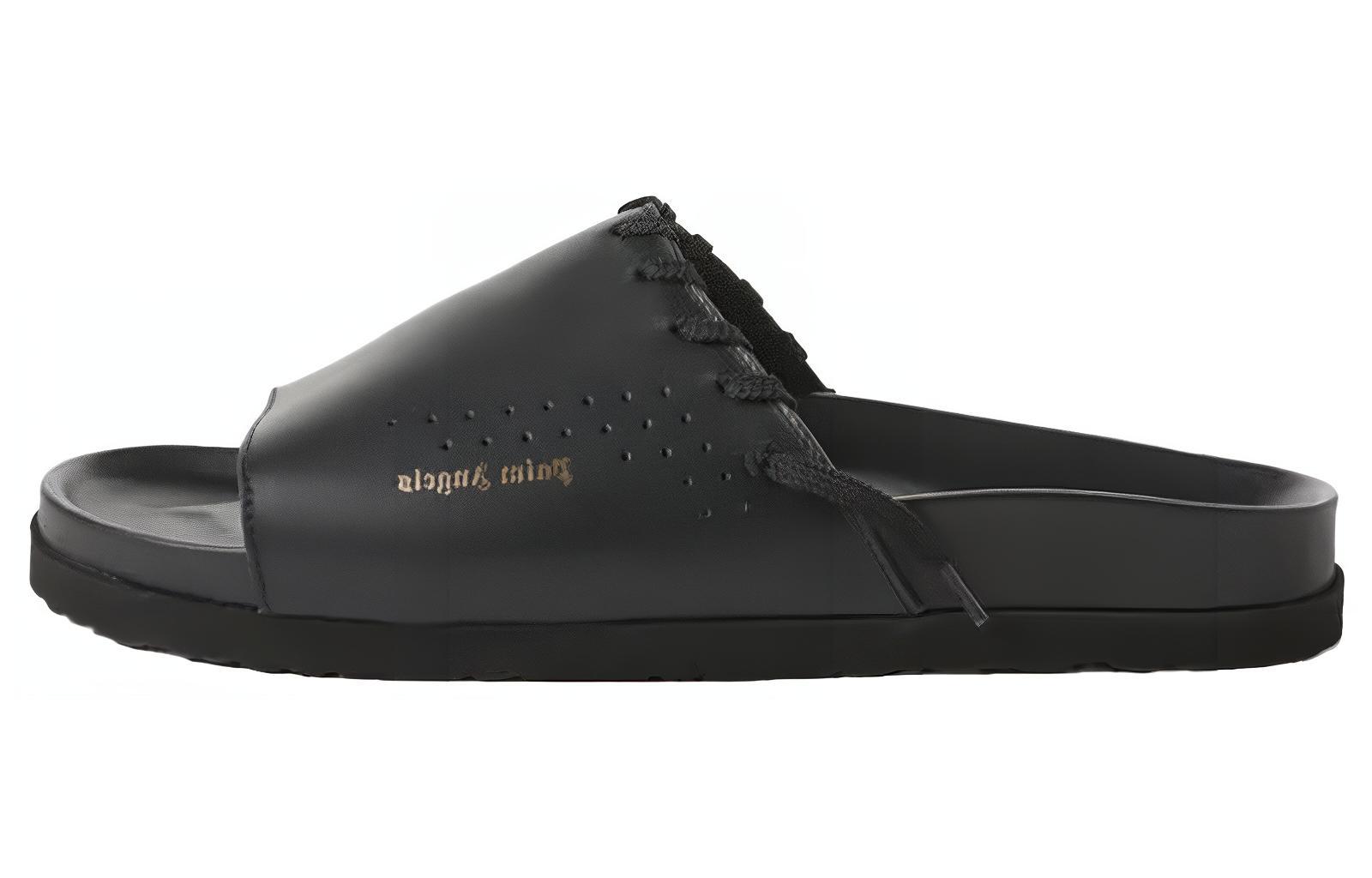 Palm Angels Slide 'Black Leather Open-Toe' PMIC005S22LEA0011000