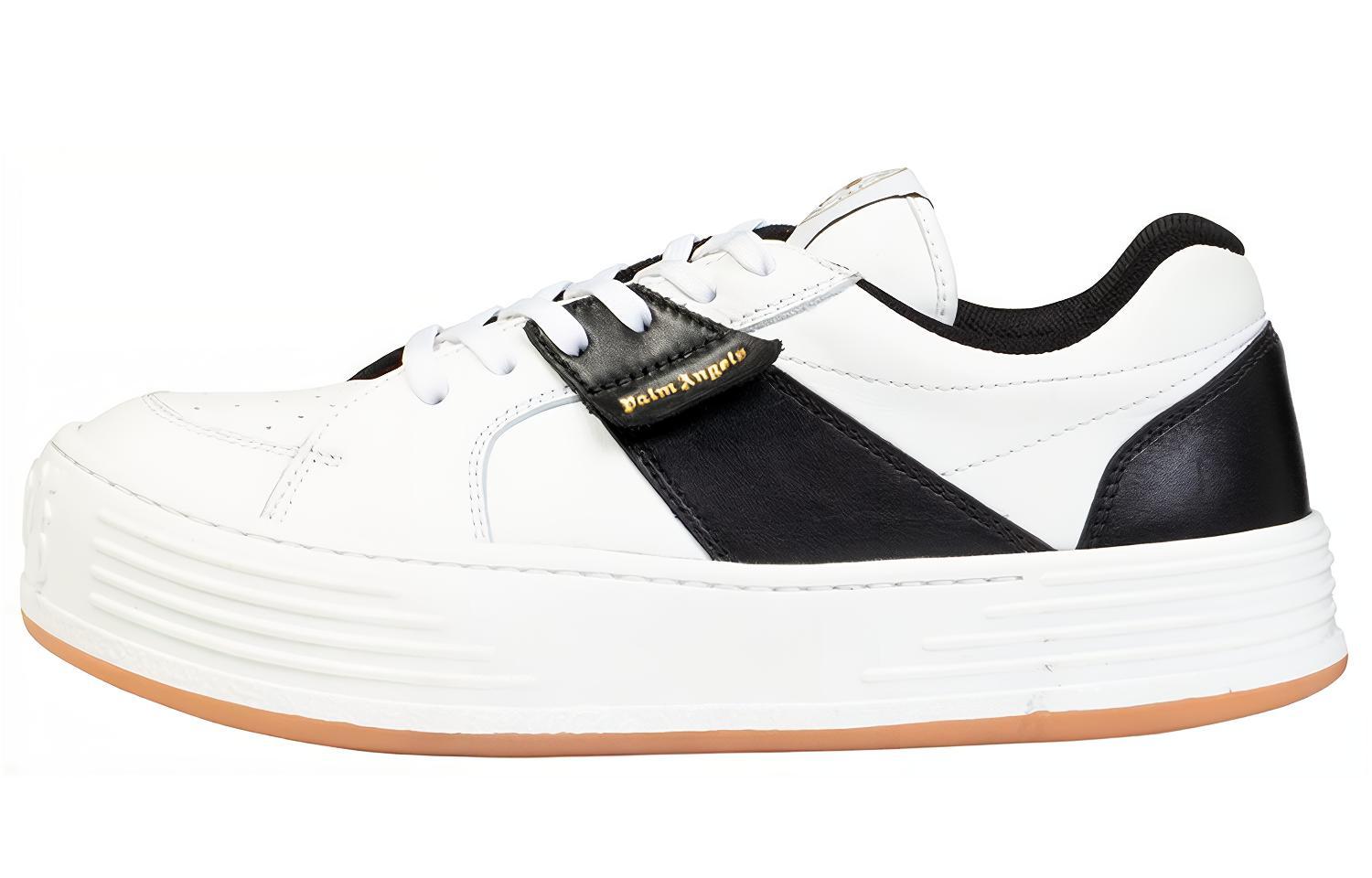 Buy Palm Angels Snow Low Schnürschuhe Leder Weiß Schwarz Gummi PMIA051R21LEA0020110