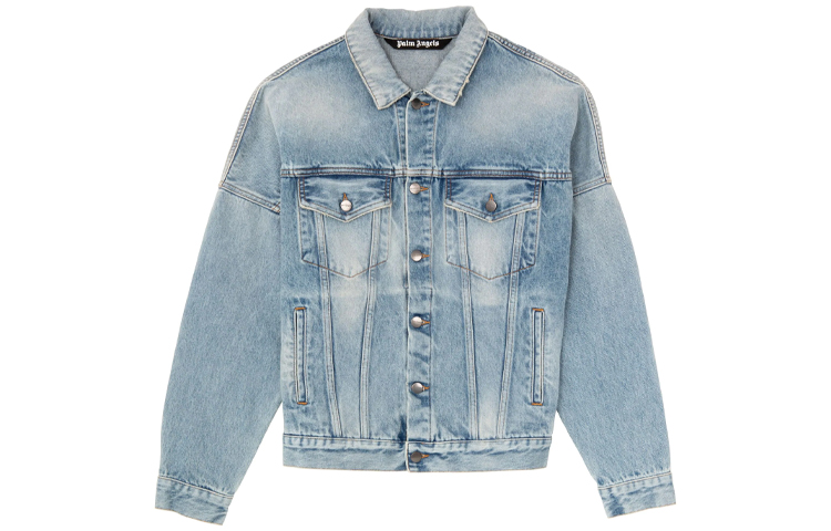 PALM ANGELS Solid Blue Single-Breasted Denim Jacket for Men PMYE006R21DEN0014001