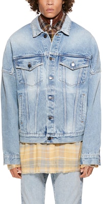 パームエンジェルス メンズ用 ソリッドブルー シングルブレスト デニムジャケット PMYE006R21DEN0014001 Shop パームエンジェルス メンズ用 ソリッドブルー シングルブレスト デニムジャケット PMYE006R21DEN0014001