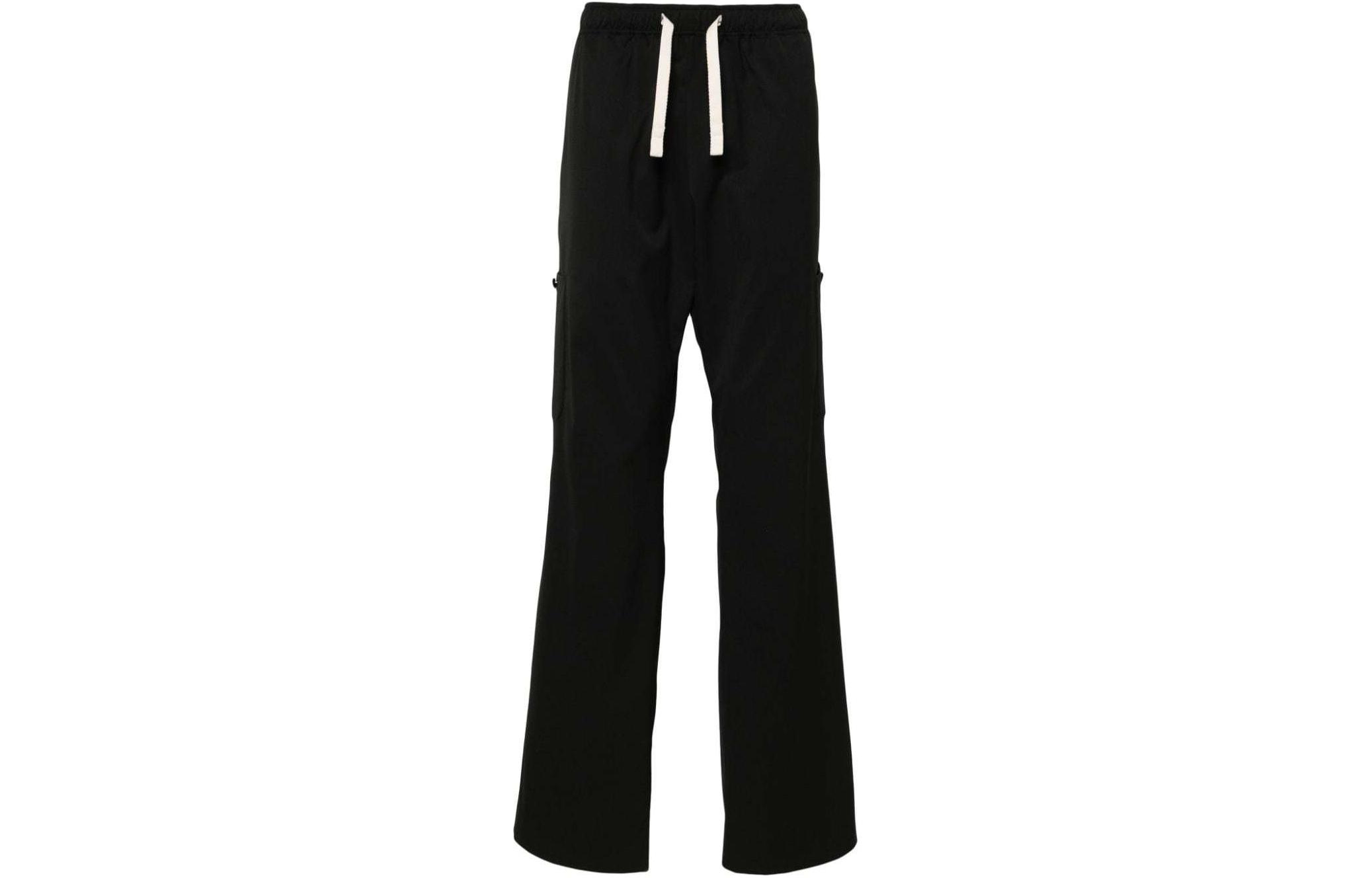 Palm Angels Solid Color Wide-Leg Drawstring Pants Black (). PMCA157R24FAB0011010