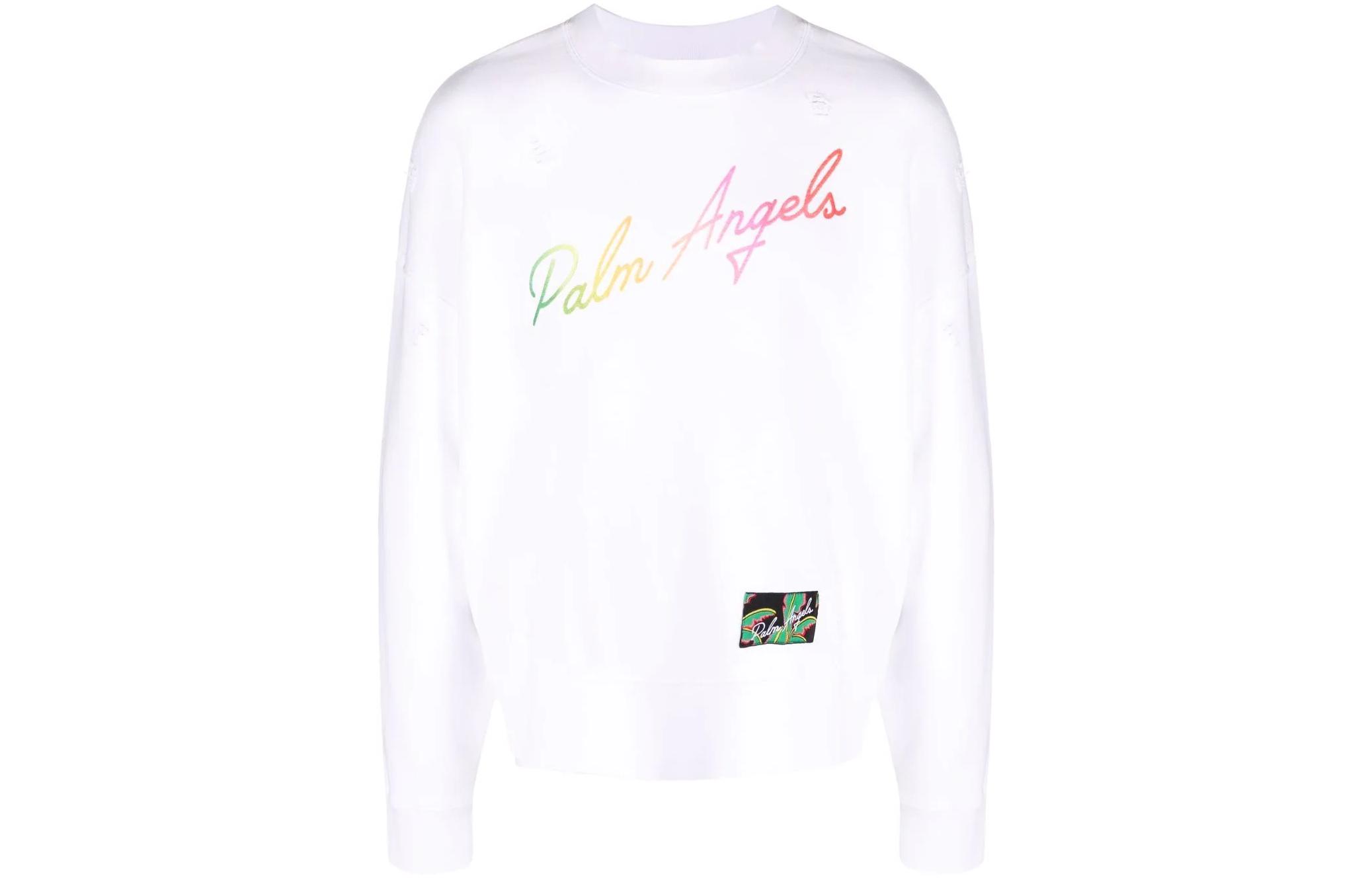 Palm Angels Solid Logo Crewneck Long Sleeve Sweatshirt White PMBA026S21FLE00501840184