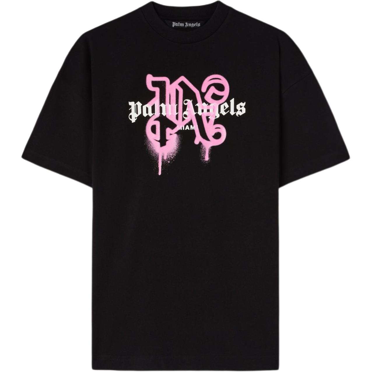 Palm Angels Spray Paint Logo Crewneck T-Shirt Black PMAA001C99JER0301032