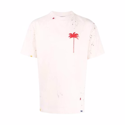 Palm Angels Spray Paint Palm Tree Graphic Tee Men’s Beige PMAA001S22JER0030325