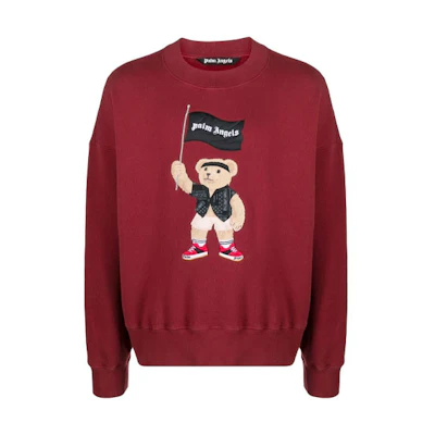 Palm Angels SS21 Bear Graphic Crewneck Sweatshirt Red PMBA026S21FLE0078501